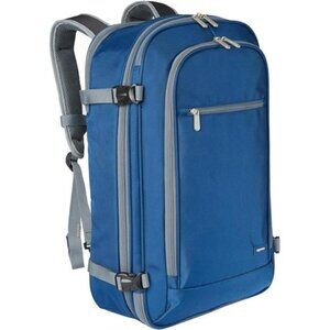 Travel Backpack Carry On Bag Expandable 40L Laptop Compartment Navy Durable